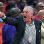 
              San Antonio Spurs owner Peter Holt yells during the second half of Game 7 in a first-round NBA basketball playoff series against the Los Angeles Clippers, Saturday, May 2, 2015, in Los Angeles. The Clippers won 111-109. (AP Photo/Mark J. Terrill)
            