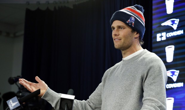 FILE – In this Jan. 22, 2015, file photo, New England Patriots quarterback Tom Brady speaks a...