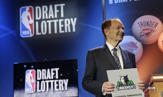 Minnesota Timberwolves owner Glen Miller poses for photos after the Timberwolves won the No. 1 pick...