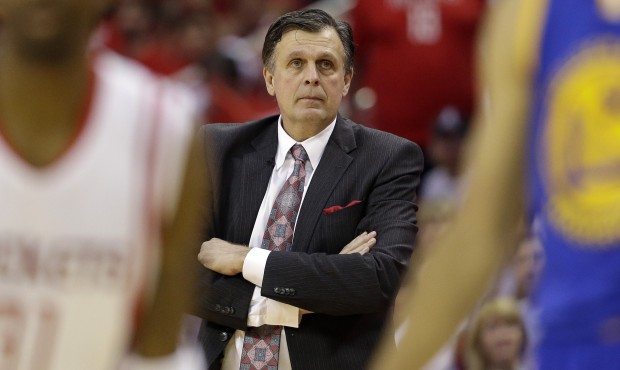 Houston Rockets head coach Kevin McHale watches his players against the Golden State Warriors durin...