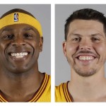 
              FILE - These are 2014, file photos showing Cleveland Cavaliers NBA basketball players Brendan Haywood, left, and Mike Miller, right. A person familiar with the trade says the Cavaliers have traded forward Mike Miller and center Brendan Haywood to Portland to create salary-cap room and save luxury-tax money. The Cavs have been shopping Haywood's expiring $10.5 million contract deal for weeks and worked out a deal with the Blazers, who will also get two second-round picks from Cleveland, said the person who spoke Monday, July 27, 2015,  to the Associated Press on condition of anonymity because the deal is pending league approval. (AP Photo/File)
            