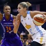 
              FILE - In this Sept. 12, 2014, file photo, Chicago Sky forward Elena Delle Donne, right, goes to the basket past Phoenix Mercury forward DeWanna Bonner (24), during the second half of Game 3 of the WNBA Finals in Chicago. The third-year star is the key to Chicago's success this season. (AP Photo/Kamil Krzaczynski, File)
            