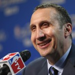               Cleveland Cavaliers head coach David Blatt laughs at a question during a press conference following Game 3 of basketball's NBA Finals against the Golden State Warriors in Cleveland, Wednesday, June 10, 2015. The Cavaliers defeated the Warriors 96-91.  (AP Photo/Paul Sancya)
            
