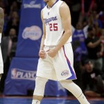 
              Los Angeles Clippers guard Austin Rivers celebrates a basket against the Houston Rockets during the second half of Game 3 in a second-round NBA basketball playoff series Friday, May 8, 2015, in Los Angeles. (AP Photo/Jae C. Hong)
            