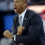               FILE - In this April 25, 2015, file photo, New Orleans Pelicans head coach Monty Williams calls out from the bench during the second half in Game 4 in the first round of the NBA basketball playoffs against the Golden State Warriors in New Orleans. The Pelicans fired Williams on Tuesday, May 12, 2015. (AP Photo/Gerald Herbert, File)
            
