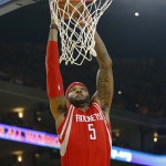 
              Houston Rockets forward Josh Smith dunks against the Golden State Warriors during the first half of Game 1 of the NBA basketball Western Conference finals in Oakland, Calif., Tuesday, May 19, 2015. (AP Photo/Tony Avelar)
            