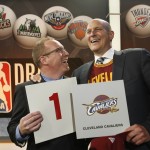 
              FILE - In this May 20, 2014, file photo, Cleveland Cavaliers general manager David Griffin, left, and minority owner Jeff Cohen celebrate after the Cavaliers won the top pick in the the NBA basketball draft lottery in New York. The 2015 NBA draft lottery will take place in New York on Tuesday, May 19, 2015. (AP Photo/Kathy Willens, File)
            