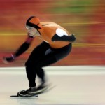  Sven Kramer, of the Netherlands, competes in the men's 5,000-meter speed skating race at the Adler Arena Skating Center during the 2014 Winter Olympics in Sochi, Russia, Saturday, Feb. 8, 2014. Kramer set a new Olympic record. (AP Photo/David J. Phillip)