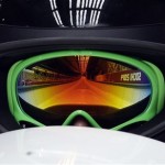 The track is reflected in the goggles of Canada's CAN-2, pilot Jennifer Ciochetti as she start their first run during the women's two-man bobsled competition at the 2014 Winter Olympics, Tuesday, Feb. 18, 2014, in Krasnaya Polyana, Russia. (AP Photo/Natacha Pisarenko)