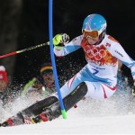 Austria's Marlies Schild skis in the second run of the women's slalom to win the silver medal in the Sochi 2014 Winter Olympics, Friday, Feb. 21, 2014, in Krasnaya Polyana, Russia. (AP Photo/Luca Bruno)