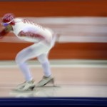  Russia's Aleksandr Rumyantsev competes in the Men's 5,000-meter speed skating event at the 2014 Winter Olympics, Saturday, Feb. 8, 2014, in Sochi, Russia. (AP Photo/David J. Phillip )