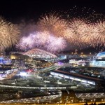 Fireworks explode over Olympic Park at the end of the closing ceremony for the 2014 Winter Olympics, Sunday, Feb. 23, 2014, in Sochi, Russia. (AP Photo/Pavel Golovkin)