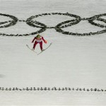 Poland's Kamil Stoch flies past the Olympic rings as he makes his first attempt during the men's normal hill ski jumping final at the 2014 Winter Olympics, Sunday, Feb. 9, 2014, in Krasnaya Polyana, Russia. (AP Photo/Matthias Schrader)