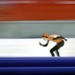 Gold medallist Jorrit Bergsma of the Netherlands competes in the men's 10,000-meter speedskating race at the Adler Arena Skating Center during the 2014 Winter Olympics in Sochi, Russia, Tuesday, Feb. 18, 2014. (AP Photo/Matt Dunham)