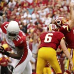 Next time, Peterson.
Calais Campbell may have blocked an earlier field goal, but another kicked in the fourth quarter put the Redskins ahead by one with under two minutes to play. The Cardinals had penetration, but were no where close to blocking their second of the game.