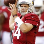 Arizona Cardinals quarterback Ryan Lindley (14) warms up prior to an NFL football game against the Chicago Bears, Sunday, Dec. 23, 2012, in Glendale, Ariz. (AP Photo/Paul Connors)