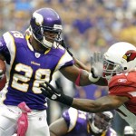 Beast. Mode.
Vikings running back Adrian Peterson went off against the Cardinals on Sunday. The back had 29 carries for 122 yards and three touchdowns.