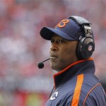 Chicago Bears head coach Lovie Smith watches his team during the first half of an NFL football game against the Arizona Cardinals, Sunday, Dec. 23, 2012, in Glendale, Ariz. (AP Photo/Rick Scuteri)
