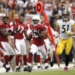 A 73-yard touchdown reception by LaRod Stephens-Howling looked to be the turning point in the game, but the Cardinals couldn't keep the momentum. The Steelers managed to turn their then three point lead into a 12-point win.