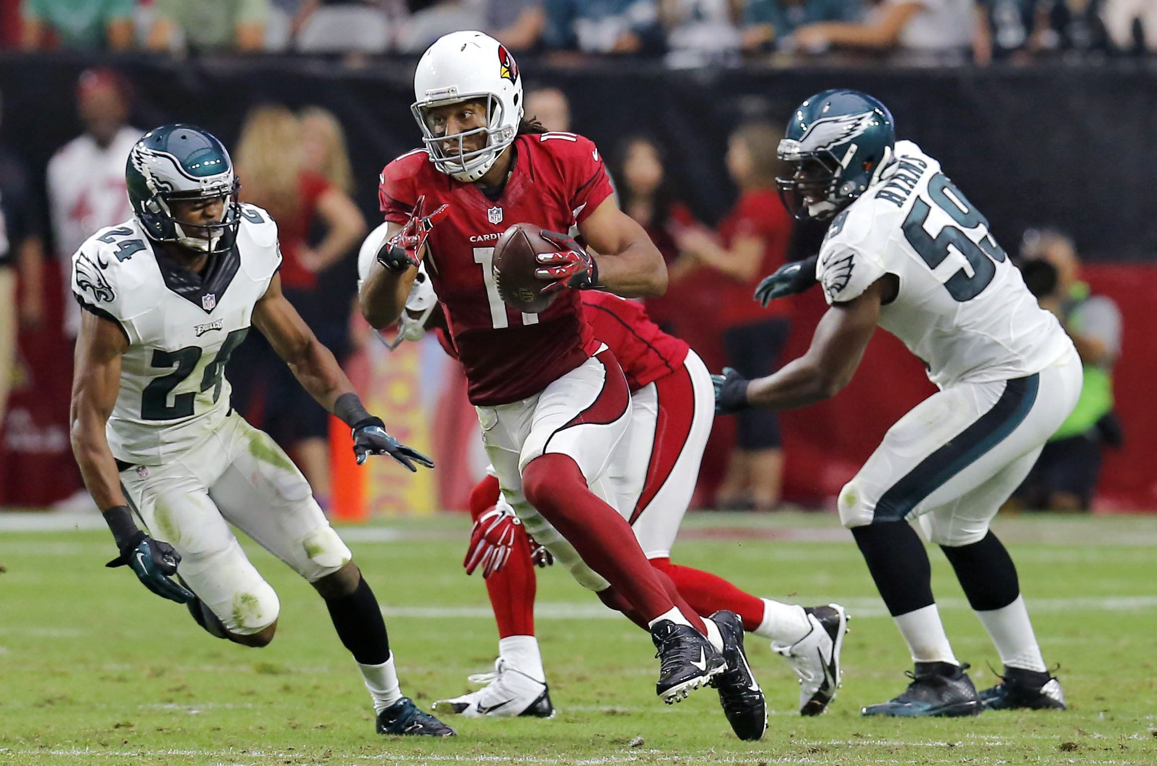 Veteran wide receiver Larry Fitzgerald has been named the NFC Offensive Pla...