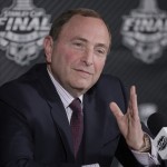               NHL Commissioner, Gary Bettman talks during a news conference before Game 1 of the NHL hockey Stanley Cup Final between the Tampa Bay Lightning and the Chicago Blackhawks in Tampa, Fla., Wednesday, June 3, 2015.  (AP Photo/Phelan M. Ebenhack)
            