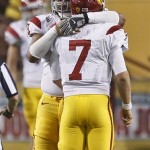 Hug it out.
You can comfort Matt Barkley all you'd like, but his offense fumbled three times -- losing two -- and a fourth quarter interception by Shelly Lyons secured the win for the Sun Devils. Barkley threw two interceptions.
