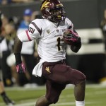 Arizona State running back Marion Grice scores a touchdown against Colorado in the first quarter of an NCAA college football game in Boulder, Colo., Thursday, Oct. 11, 2012. (AP Photo/David Zalubowski)