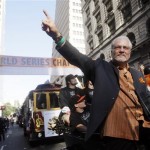 San Francisco Giants general manager Brian Sabean celebrates during a baseball World Series parade in downtown San Francisco, Wednesday, Nov. 3, 2010. The Giants defeated the Texas Rangers in five games for their first championship since the team moved west from New York 52 years ago. (AP Photo/Jeff Chiu)