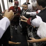 After a loss Phoenix Coyotes' Shane Doan walks 
off the ice after the third period in Game 4 of 
a first-round NHL hockey Stanley Cup playoffs 
series against the Detroit Red Wings Wednesday, 
April 20, 2011, in Glendale, Ariz. The Red 
Wings defeated the Coyotes 6-3 and earned a 4-0 
sweep in the series. (AP Photo/Ross D. 
Franklin)
