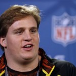 Alabama offensive lineman Barrett Jones answers a question during a news conference at the NFL football scouting combine in Indianapolis, Thursday, Feb. 21, 2013. (AP Photo/Michael Conroy)