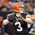 Cleveland Browns quarterback Brandon Weeden passes against the St. Louis Rams in the first quarter of a preseason NFL football game, Thursday, Aug. 8, 2013, in Cleveland. (AP Photo/David Richard)