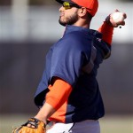 Houston Astros outfielder Fernando Martinez (21) throws during a spring training baseball workout, Tuesday, Feb. 19, 2013, in Kissimmee, Fla. Martinez is among five players whose names are listed in the records of a Florida clinic at the center of a Major League Baseball investigation into illegal drugs, ESPN reported Tuesday. (AP Photo/Houston Chronicle, Karen Warren)