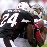 Arizona Cardinals strong safety Adrian Wilson (24) levels Buffalo Bills running back Fred Jackson during the first half on an NFL football game on Sunday, Oct. 14, 2012, in Glendale, Ariz. (AP Photo/Paul Connors)