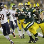 Green Bay Packers' James Starks (44) breaks away for a 32-yard touchdown run during the first half of an NFL football game against the Chicago Bears Monday, Nov. 4, 2013, in Green Bay, Wis. (AP Photo/Mike Roemer)