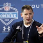 Tampa Bay Buccaneers head coach Greg Schiano answers a question during a news conference at the NFL football scouting combine in Indianapolis, Thursday, Feb. 21, 2013. (AP Photo/Michael Conroy)