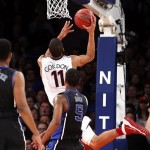  Arizona's Aaron Gordon (11) shoots against Duke during the second half of an NCAA college basketball game in the championship of the NIT Season Tip-off tournament Friday, Nov. 29, 2013, in New York. Arizona won 72-66. (AP Photo/Jason DeCrow)