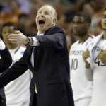 Miami head coach Jim Larranaga reacts during the first half of a second-round game of the NCAA college basketball tournament against the Pacific Friday, March 22, 2013, in Austin, Texas. (AP Photo/David J. Phillip)