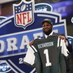 Sheldon Richardson, from Missouri, holds up a team jersey after being selected 13th overall by the New York Jets in the first round of the NFL Draft, Thursday, April 25, 2013, at Radio City Music Hall in New York. (AP Photo/Jason DeCrow)