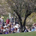 Russell Henley hits from near a tree on the eighth hole during the first round of the Waste Management Phoenix Open golf tournament, Thursday, Jan. 31, 2013, in Scottsdale, Ariz. (AP Photo/Matt York)