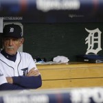  Detroit Tigers manager Jim Leyland waits for the start of Game 3 of the American League baseball championship series against the Boston Red Sox Tuesday, Oct. 15, 2013, in Detroit. (AP Photo/Matt Slocum)