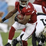 Arizona Cardinals running back LaRod Stephens-Howling runs the ball 
during the first quarter of the NFL Hall of Fame exhibition football 
game against the New Orleans Saints, Sunday, Aug. 5, 2012 in Canton, 
Ohio. (AP Photo/Gene J. Puskar)
