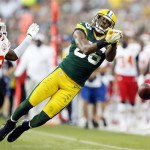  Green Bay Packers wide receiver Tori Gurley can't catch a pass with Kansas City Chiefs' Neiko Thorpe (38) defending during the first half of an NFL preseason football game Thursday, Aug. 30, 2012, in Green Bay, Wis. (AP Photo/Tom Lynn)