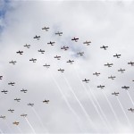  Fifty planes perform a flyover prior to the NASCAR Sprint Cup Series auto race Sunday, March 2, 2014, in Avondale, Ariz. (AP Photo/Ross D. Franklin)