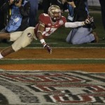  Florida State's Jalen Ramsey can't quite intercept a pass during the second half of the NCAA BCS National Championship college football game against Auburn Monday, Jan. 6, 2014, in Pasadena, Calif. (AP Photo/Gregory Bull)