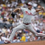
Philadelphia Phillies starting pitcher Cole Hamels delivers during the third inning of a baseball game against the Pittsburgh Pirates in Pittsburgh on Thursday, July 4, 2013. (AP Photo/Gene J. Puskar)
