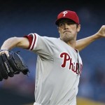 Philadelphia Phillies' Cole Hamels throws a pitch against the Arizona Diamondbacks during the first inning of a baseball game on Thursday, May 9, 2013, in Phoenix. (AP Photo/Ross D. Franklin)