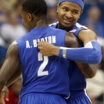 Memphis' Antonio Barton and Chris Crawford react to play against Arizona in the second half of a West Regional NCAA tournament second round college basketball game, Friday, March 18, 2011 in Tulsa, Okla. (AP Photo/)
