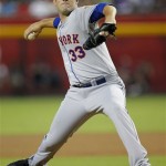 New York Mets pitcher Matt Harvey delivers a pitch in his major league debut during the first inning of a baseball game against the Arizona Diamondbacks, Thursday, July 26, 2012, in Phoenix. (AP Photo/Matt York)