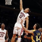 Arizona's Nick Johnson (13) goes to the basket against Drexel's Damion Lee (14) during the first half of an NCAA college basketball game in the semifinals of the NIT Season Tip-off tournament Wednesday, Nov. 27, 2013, in New York. (AP Photo/Jason DeCrow)