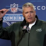 New York Jets head coach Rex Ryan answers a question during a news conference at the NFL football scouting combine in Indianapolis, Thursday, Feb. 21, 2013. (AP Photo/Michael Conroy)